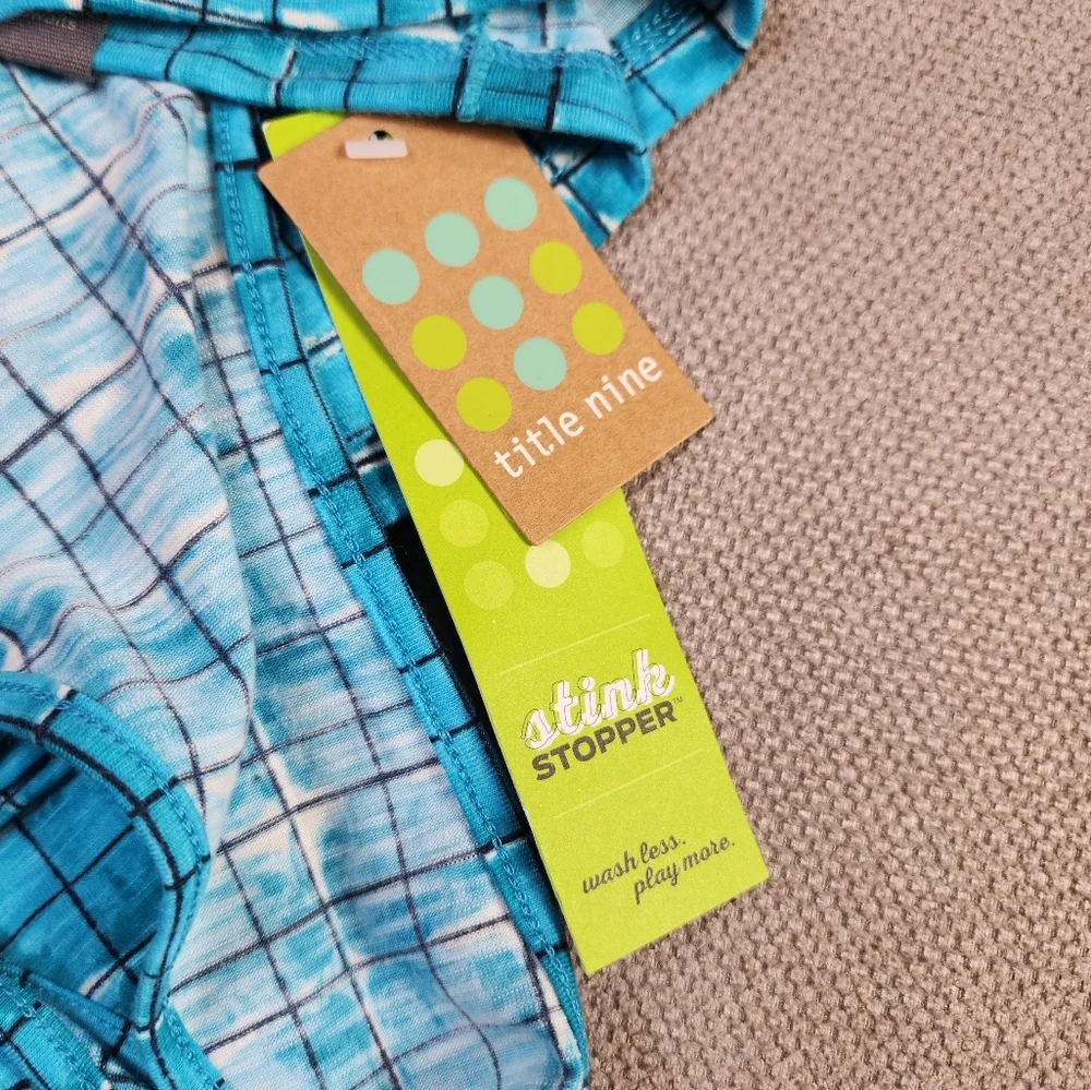 NWT Title Nine Matahari Blue Shibori Blocks Racerback Tank Size XL Stinkstopper - Picture 4 of 14